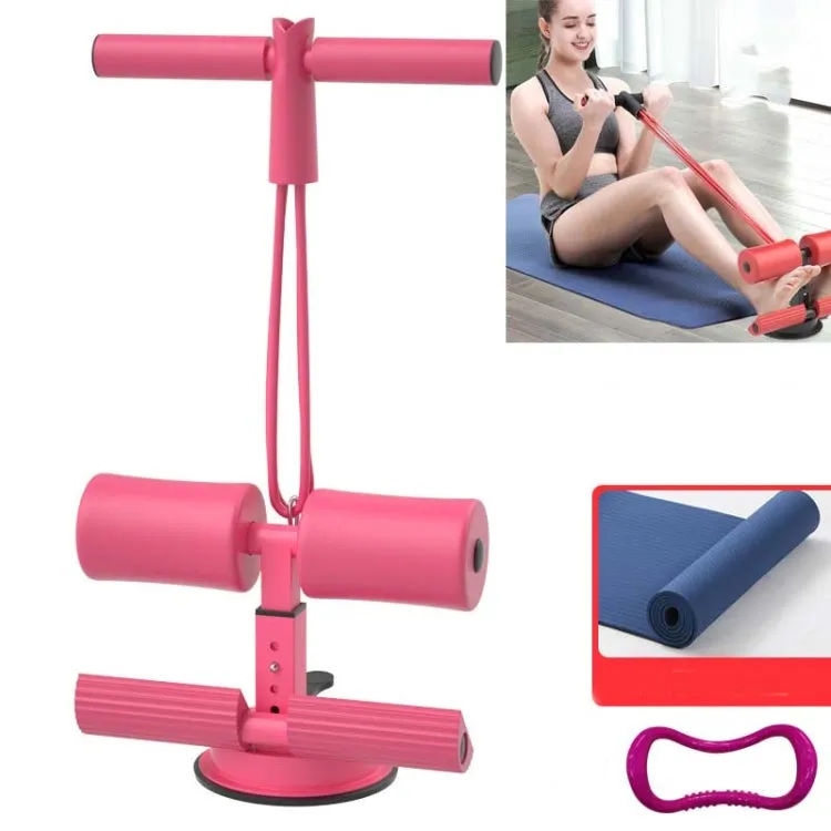 Suction-cup Abdominal Curler Sit-up Aid Household Waistcoat Line, Style:Drawstring   Yoga Mat(Pink)