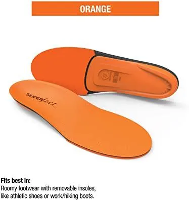 Superfeet Orange Insoles | High Arch Support and Forefoot Cushion | Orthotic Shoe Inserts for Anti-fatigue | Mens