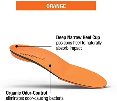 Superfeet Orange Insoles | High Arch Support and Forefoot Cushion | Orthotic Shoe Inserts for Anti-fatigue | Mens