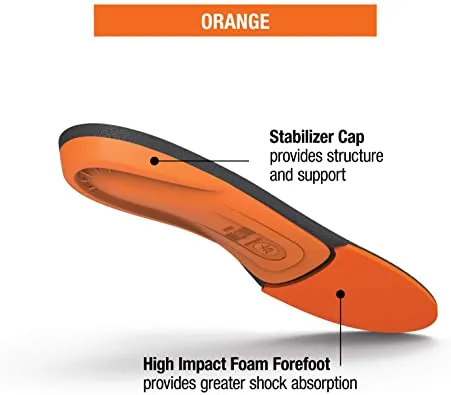 Superfeet Orange Insoles | High Arch Support and Forefoot Cushion | Orthotic Shoe Inserts for Anti-fatigue | Mens