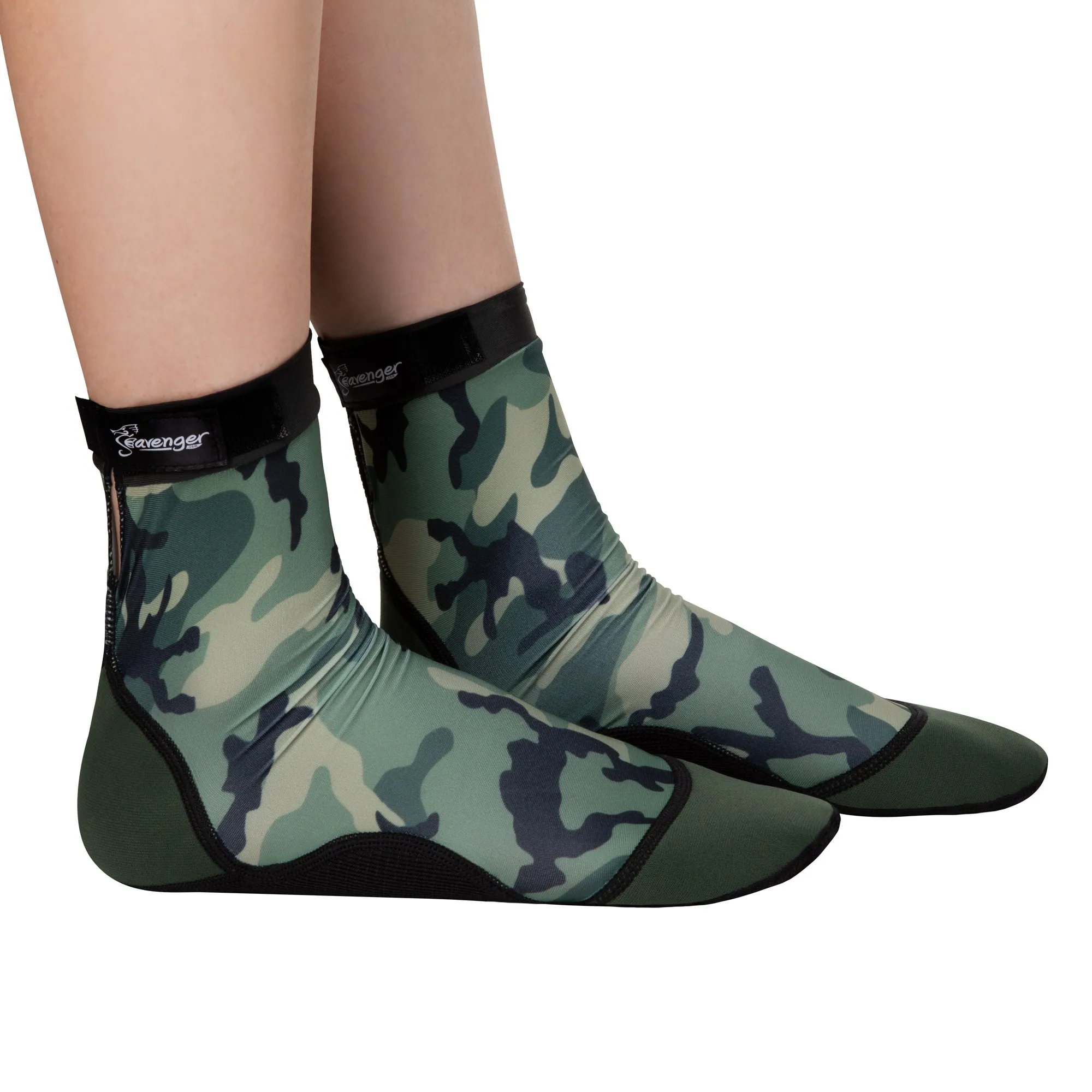 Tall SeaSnug Beach Socks - Green Camouflage