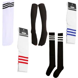 US 5-10 Pairs 13.7 Inch Striped Tube Socks Non-Slip Ribbed Cuffs Knee High Socks