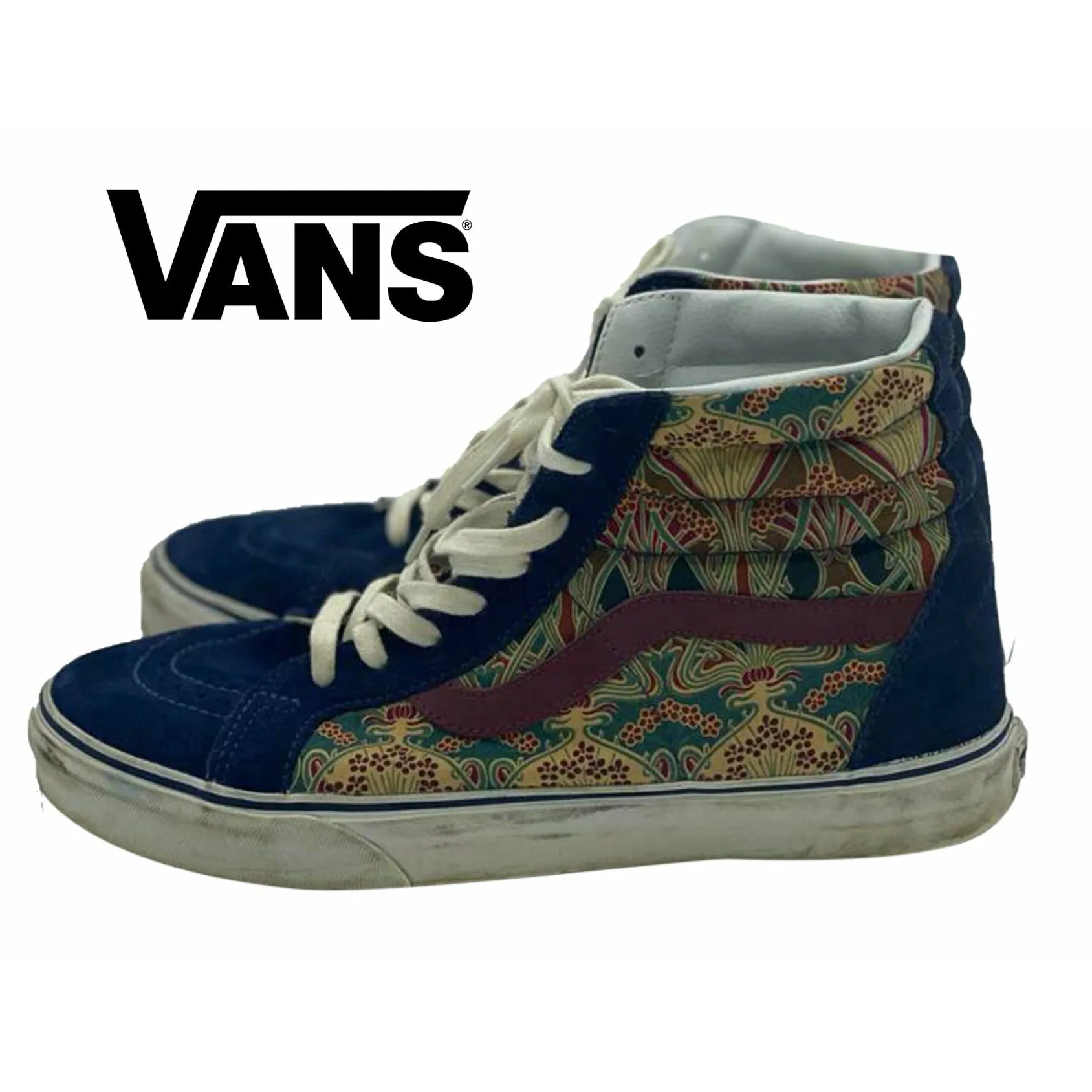 Vans Off The Wall Skate Hi Top Shoes blue Suede Canvas Men's Size 10 Athletic