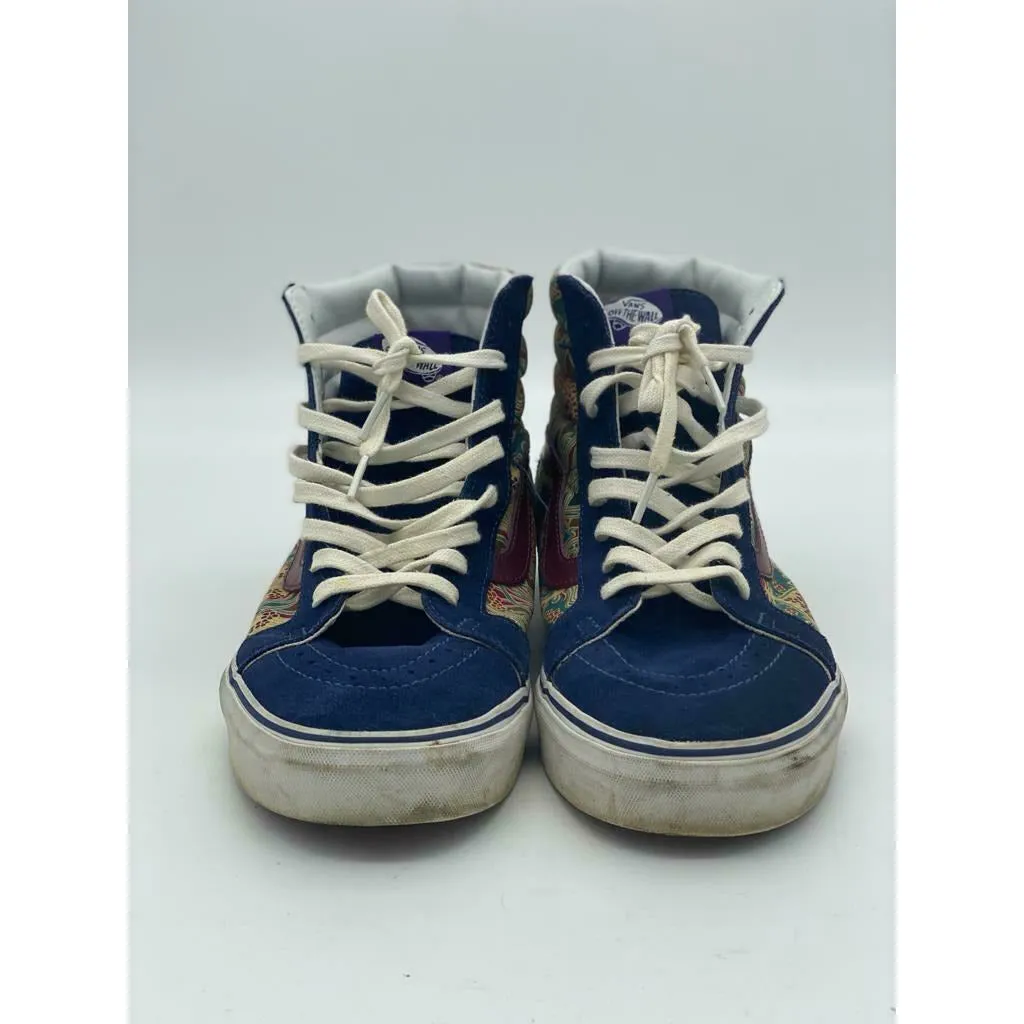 Vans Off The Wall Skate Hi Top Shoes blue Suede Canvas Men's Size 10 Athletic