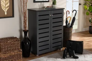 Verdell Dark Gray 2-Door Wooden Entryway Shoe Storage Cabinet