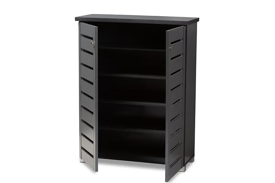 Verdell Dark Gray 2-Door Wooden Entryway Shoe Storage Cabinet