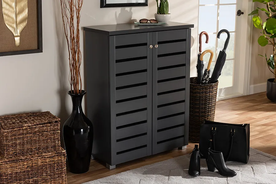 Verdell Dark Gray 2-Door Wooden Entryway Shoe Storage Cabinet