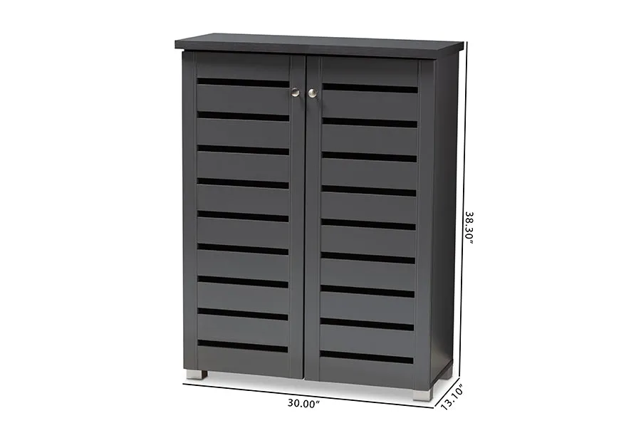 Verdell Dark Gray 2-Door Wooden Entryway Shoe Storage Cabinet