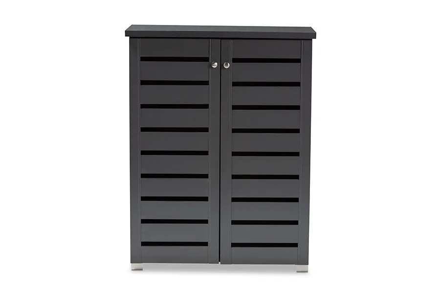 Verdell Dark Gray 2-Door Wooden Entryway Shoe Storage Cabinet