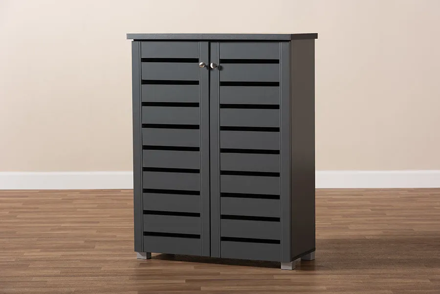 Verdell Dark Gray 2-Door Wooden Entryway Shoe Storage Cabinet