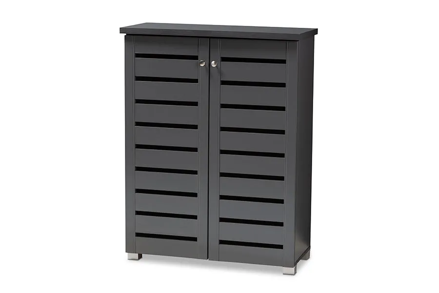 Verdell Dark Gray 2-Door Wooden Entryway Shoe Storage Cabinet