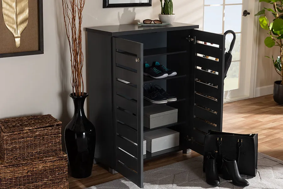 Verdell Dark Gray 2-Door Wooden Entryway Shoe Storage Cabinet