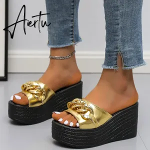 Women Sandals Platform Sandals Shoes Women Summer Sandals Slipper Indoor Outdoor Beach Shoes Female Bow Bling Slippers