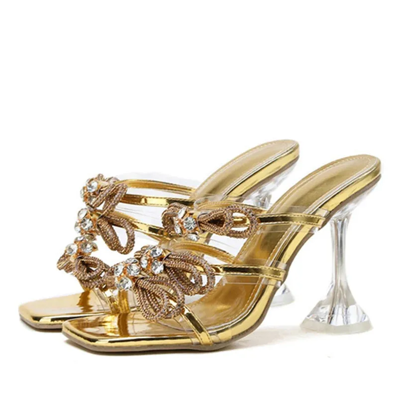 Women Summer Crystal Bowknot High Heel sandals