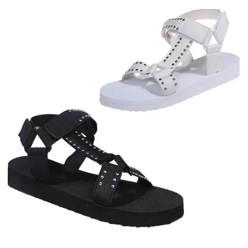 Women's Platform Open Toe Metal & Loop Decorative Velcro Sandals