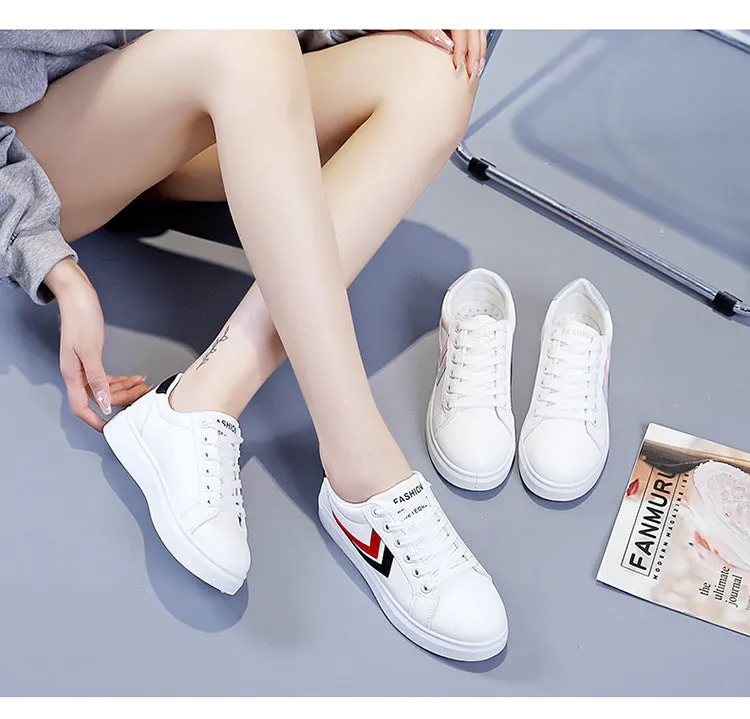 Women's White High Soled Sneaker Fashion Casual Shoes - 6617