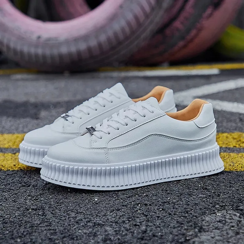 Women's White High Soled Sneaker Fashion Casual Shoes - BF001