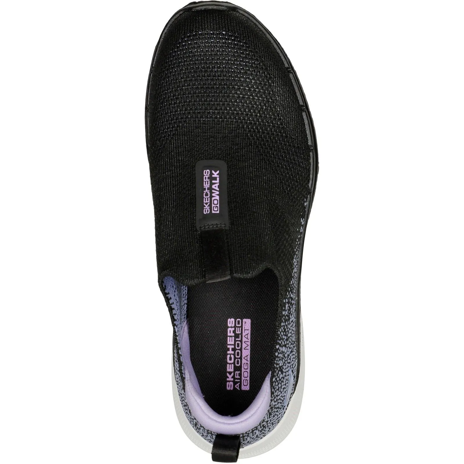 Women's Wide Fit Skechers 124502 Go Walk 6 Glimmering Trainers - Black/Lavender