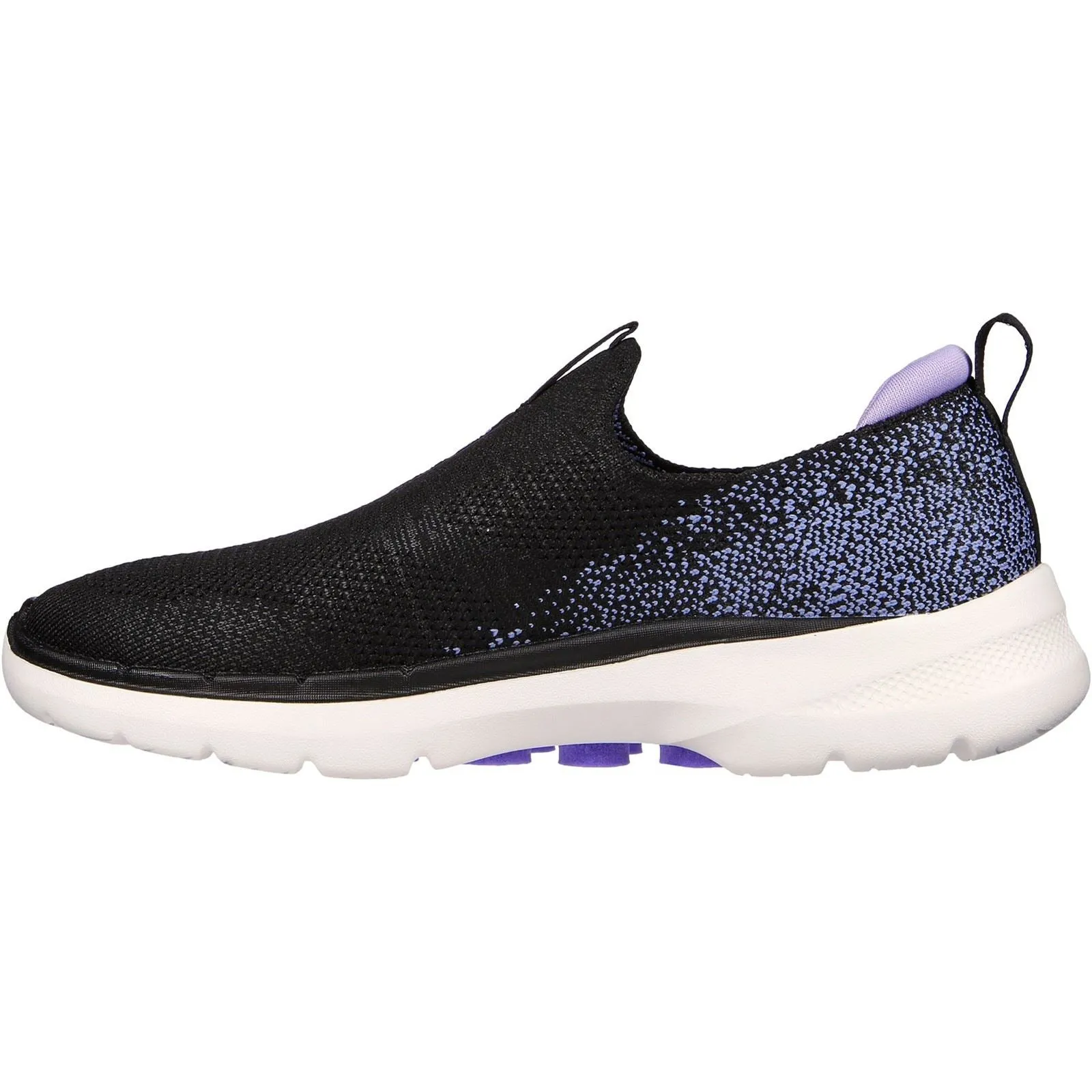 Women's Wide Fit Skechers 124502 Go Walk 6 Glimmering Trainers - Black/Lavender