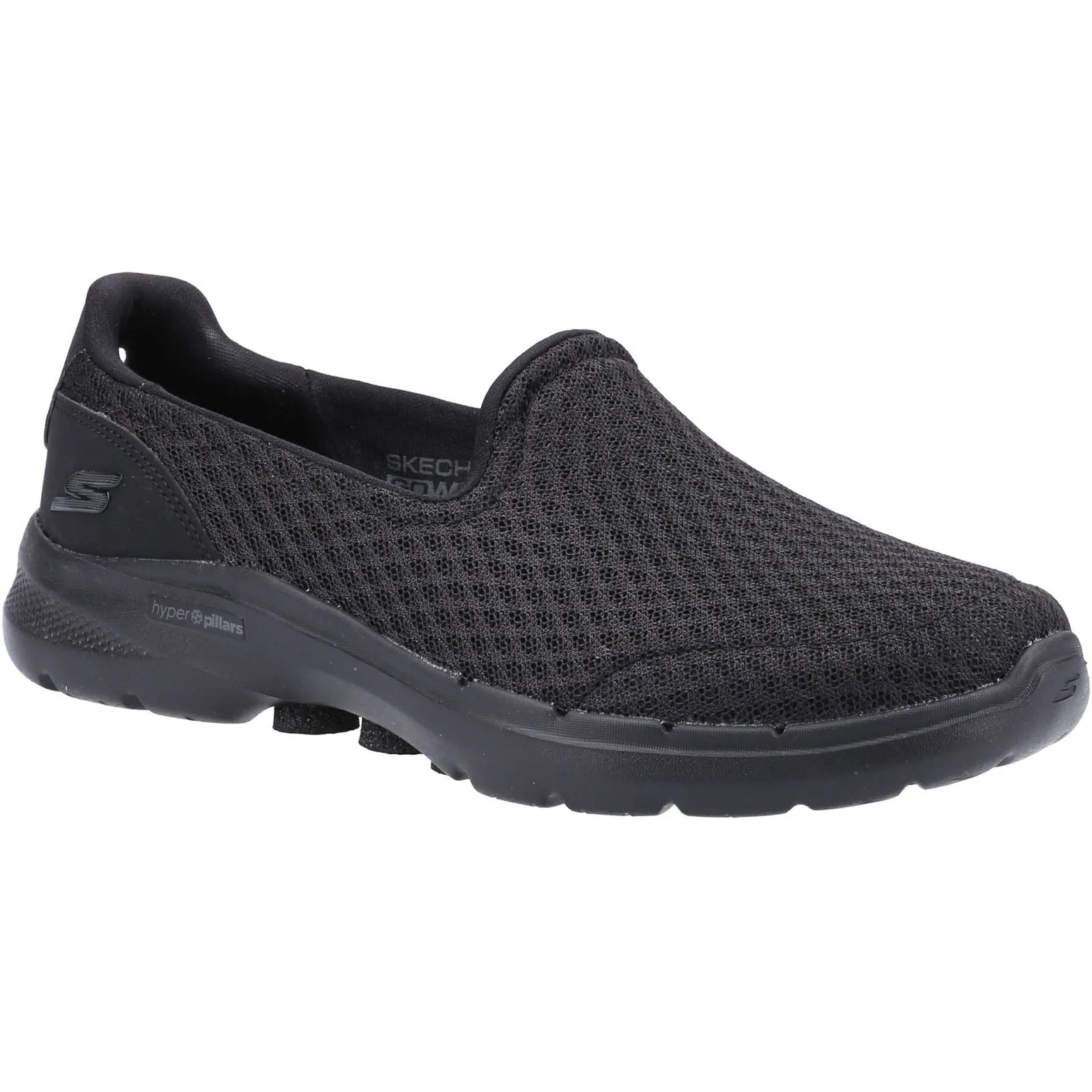 Women's Wide Fit Skechers 124508 Go Walk 6 Big Splash Sneakers - Black/Black