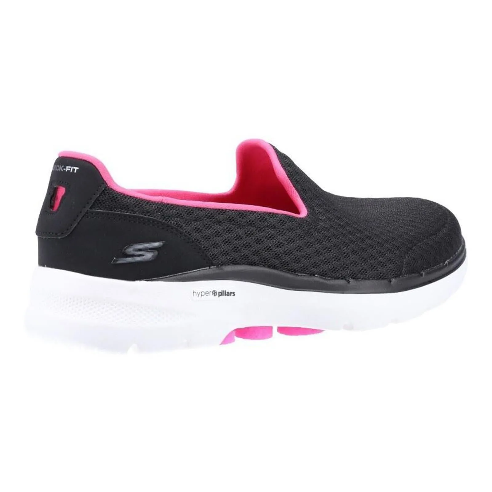 Women's Wide Fit Skechers 124508 Go Walk 6 Big Splash Sneakers - Black/Hot Pink