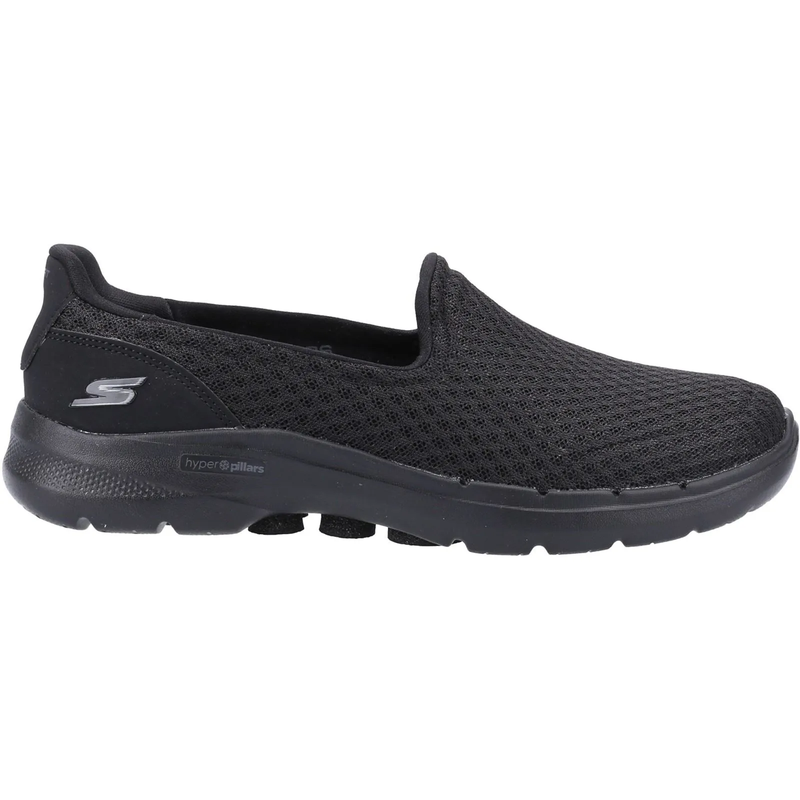 Women's Wide Fit Skechers 124508 Go Walk 6 Big Splash Trainers - Black/Black