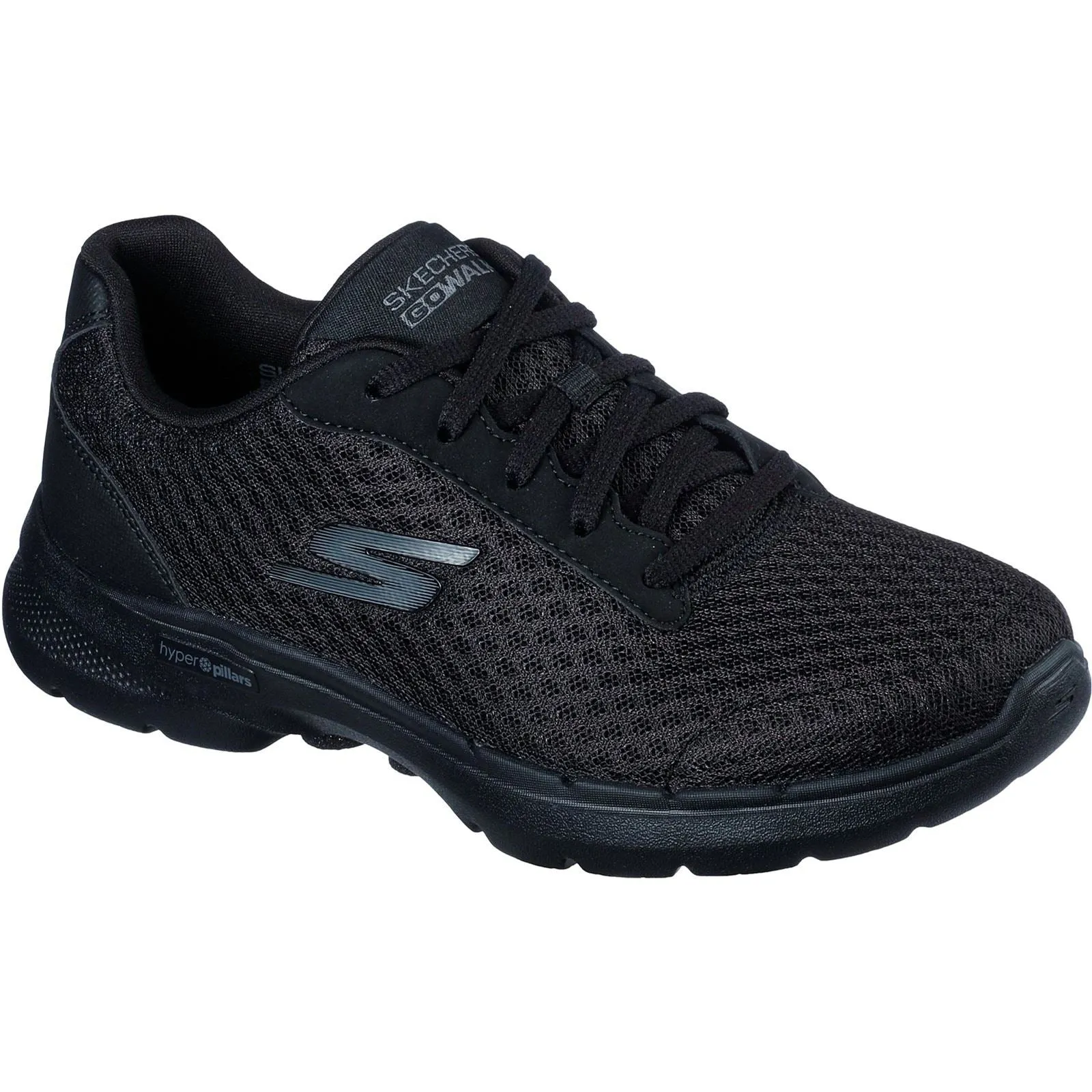 Women's Wide Fit Skechers 124514 Go Walk 6 Iconic Vision Trainers - Black