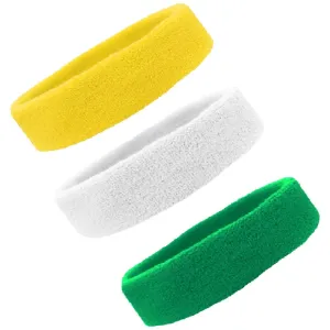 Yellow White Green Head Sweatbands - 3 Pack