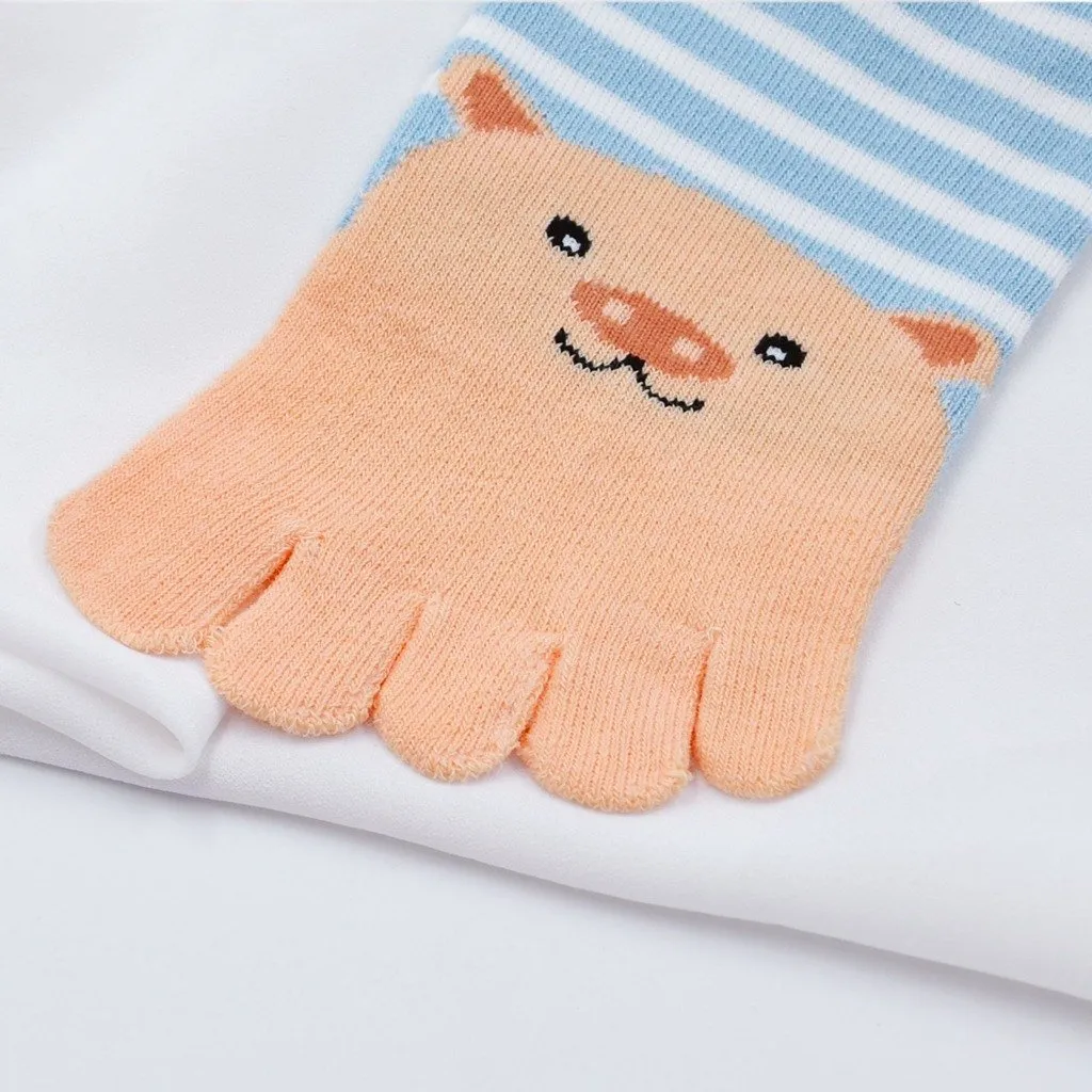 ZFSOCK 5 Finger Cute Animal Design Socks for Kids Boys, 5 Pairs